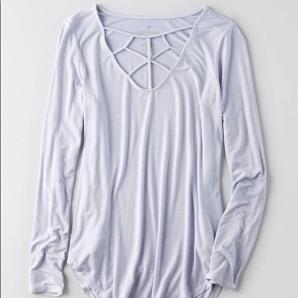 American Eagle Outfitters Tops - AEO Soft & Sexy Lilac Cage Front Long Sleeve